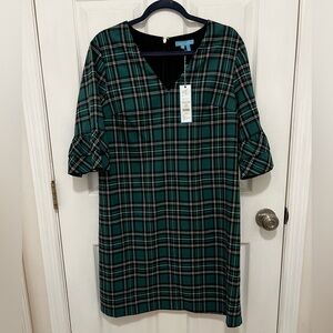 Draper James green plaid shift dress